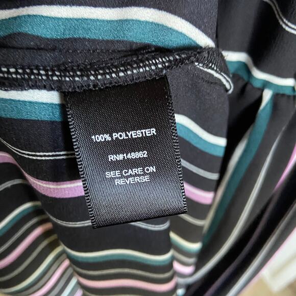 Torrid Womens Tank 00 M 10 Lexie Stripe Georgette Tunic Black Forest Green White - Picture 7 of 9